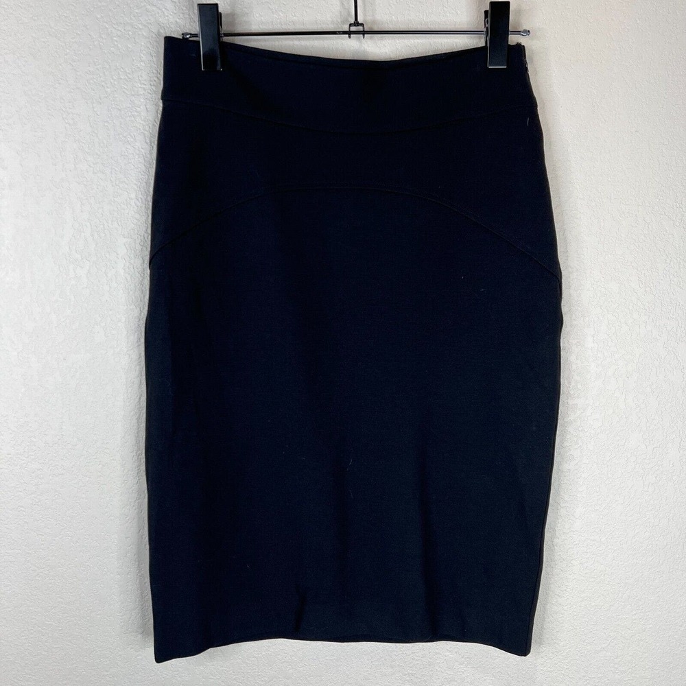 Diane Von Furstenberg Marta Pencil Skirt Size 10 Black Stretch Ponte Knit Career
